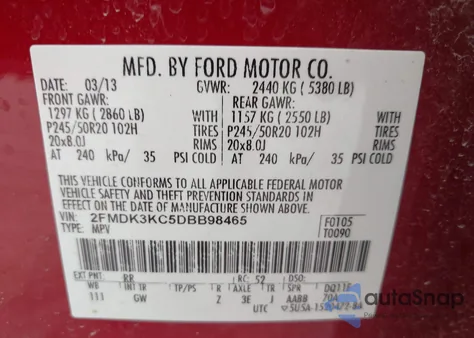 2013 Ford Edge Limited from USA, damaged, VIN 2FMDK3KC5DBB98465